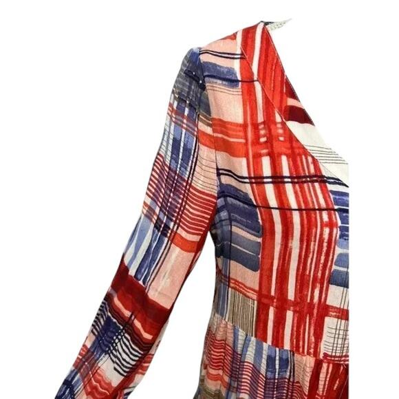 Maeve Anthropologie Lila Plaid Button Tiered Tunic Shirt Blouse Size Medium - Picture 5 of 6